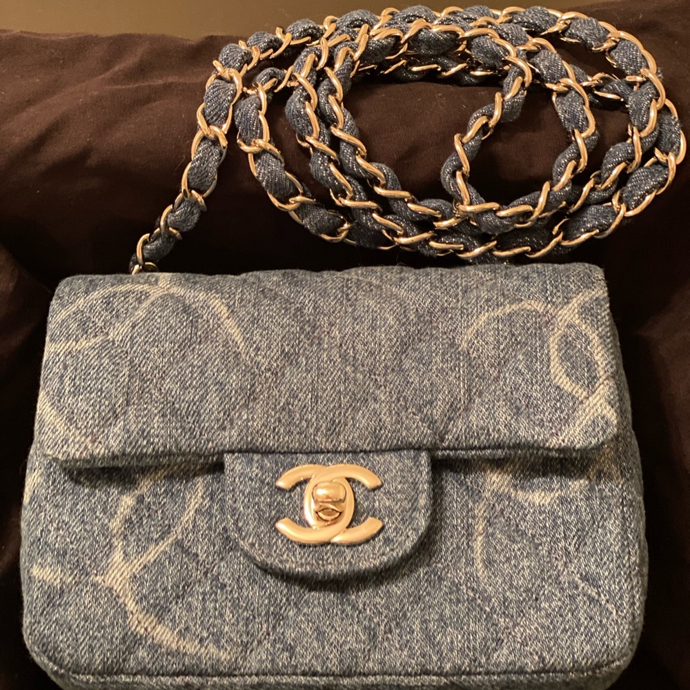 Brand new Chanel Denim Mini Flap Bag with silver hardware—so adorable!!